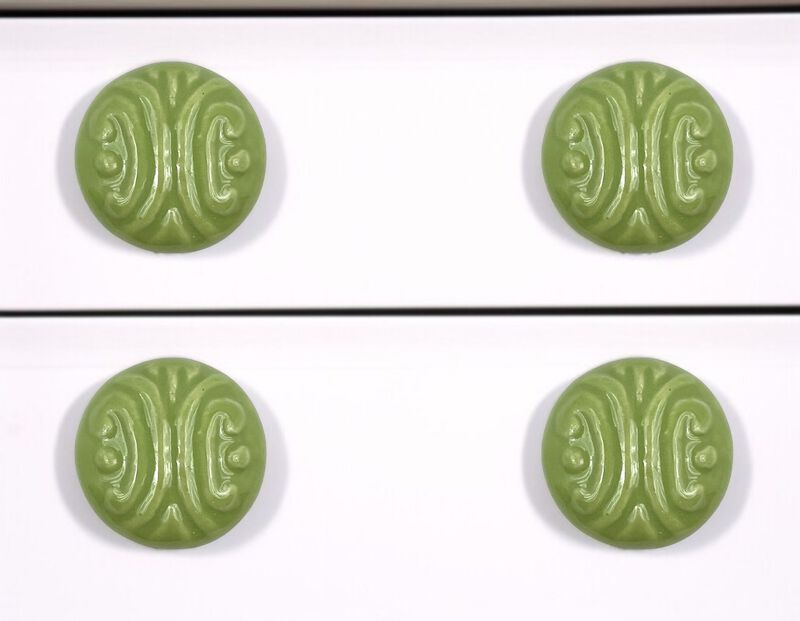 HomeRoots Set of Six Green Mushroom Knob Embossed Ceramic Drawer Pull Knobs image number 1