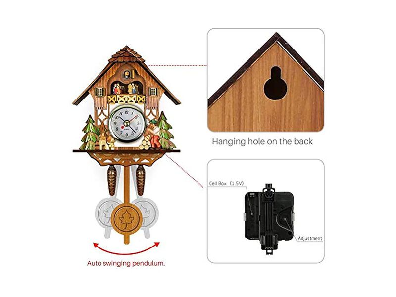Cuckoo Antique Wooden Birdhouse Hanging Wall Clock Wood Home Decor image number 2