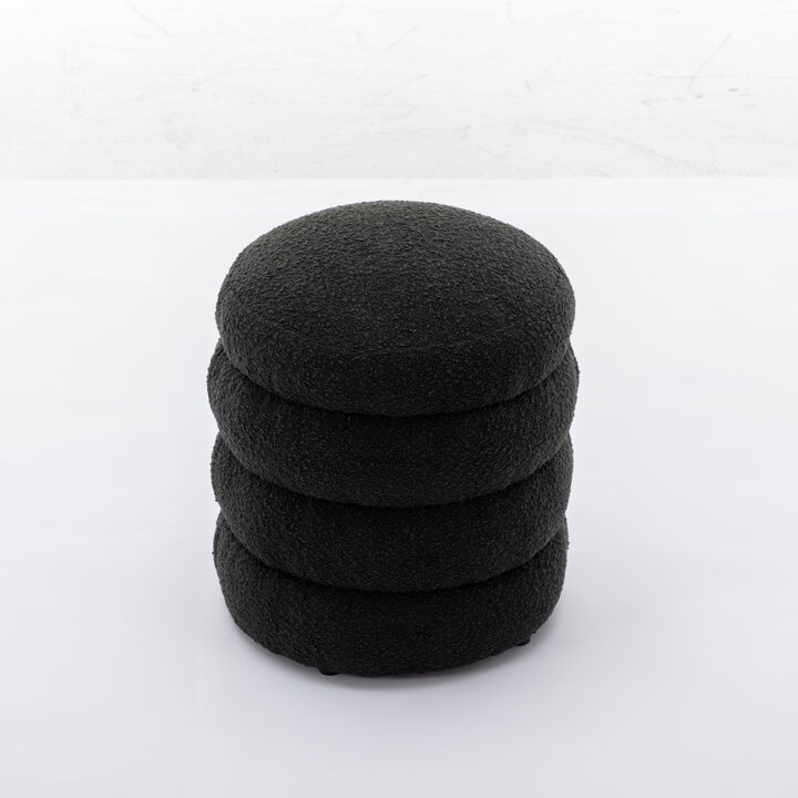 GOODSILO Soft Velvet Round Ottoman Footrest Stool with Foam Filled Cushion and Sturdy Wooden Frame Construction