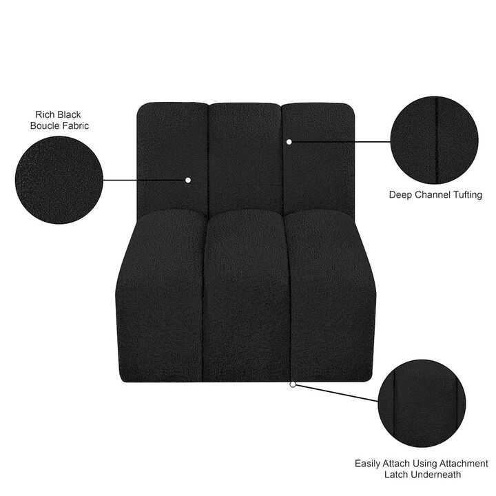 Meridian Furniture Arc Black Boucle Fabric Straight Chair