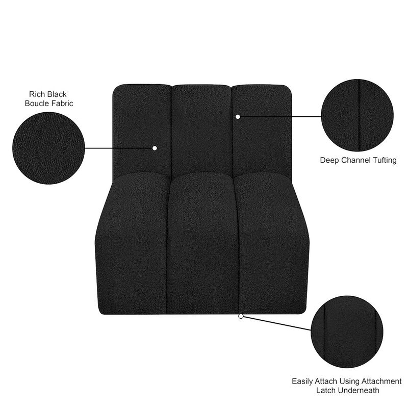 Meridian Furniture Arc Black Boucle Fabric Straight Chair