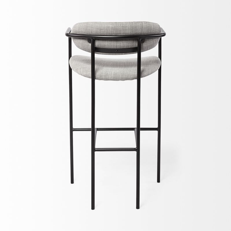 HomeRoots 29" Gray And Black Fabric And Steel Bar Height Bar Chair image number 4