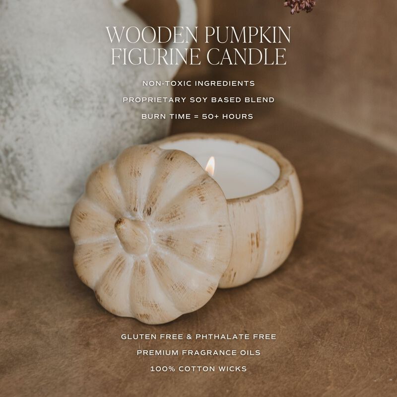 Sweet Water Decor Pumpkin Spice 8 oz Candle, Faux Wood Pumpkin Jar image number 6