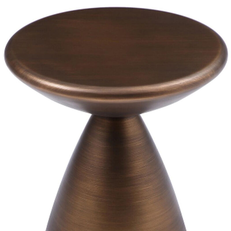 HomeRoots 18" Bronze Steel Cinched High Waist Round Pedestal End Table image number 4