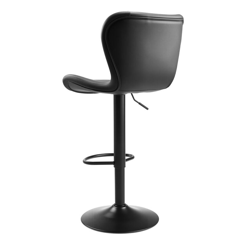 Set of 2 Modern PU Leather Bar Stools with Back, Swivel, Adjustable Height for Kitchen Island-Black image number 9
