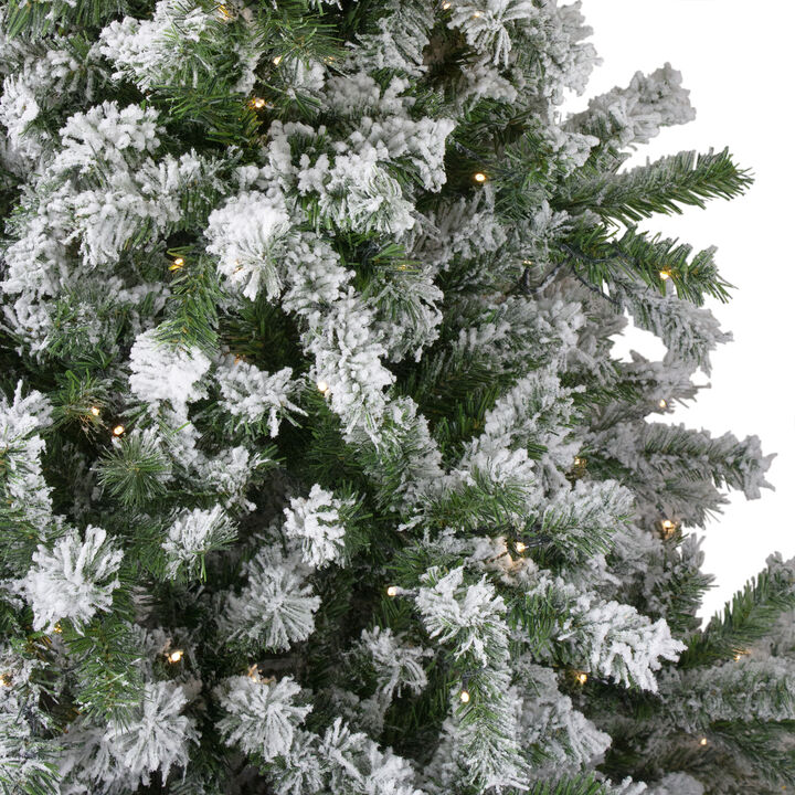 6.5' Pre-Lit Flocked Winter Park Fir Artificial Christmas Tree - Clear Lights