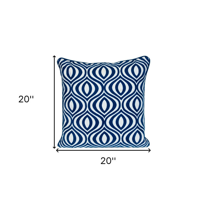HomeRoots 20" X 20" Blue Geometric Cotton Zippered Pillow image number 4