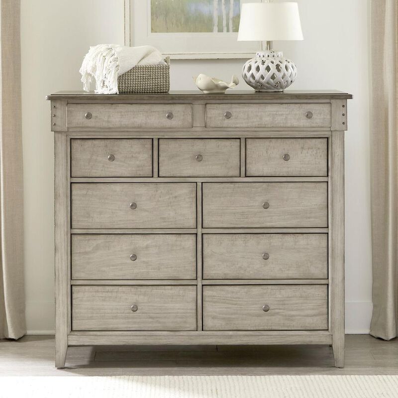 Liberty Furniture 11 Drawer Chesser - in Weathered Linen Finish w/ Dusty Taupe Tops image number 1