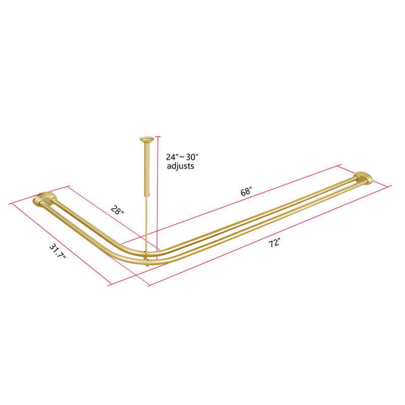 Rustproof Aluminum Double L-Shaped Shower Curtain Rod image number 5