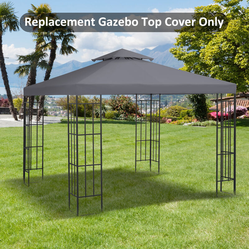 Outsunny 9.8' x 9.8' Gazebo Replacement Canopy, 2-Tier Top UV Cover for 9.84' x 9.84' Outdoor Gazebo Models 01-0153 & 100100-076, Dark Gray (TOP ONLY)