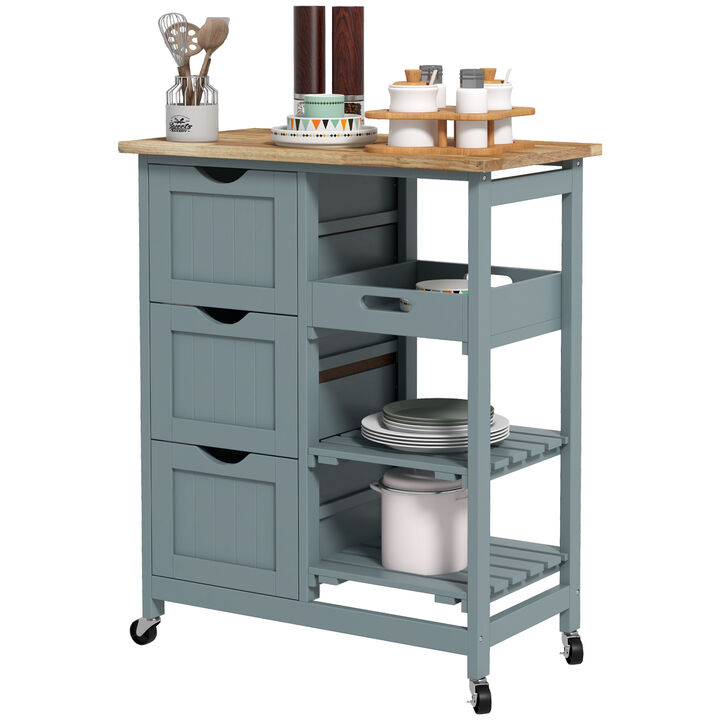 Hivvago Kitchen Island Cart with Wood Top and Storage Shelves