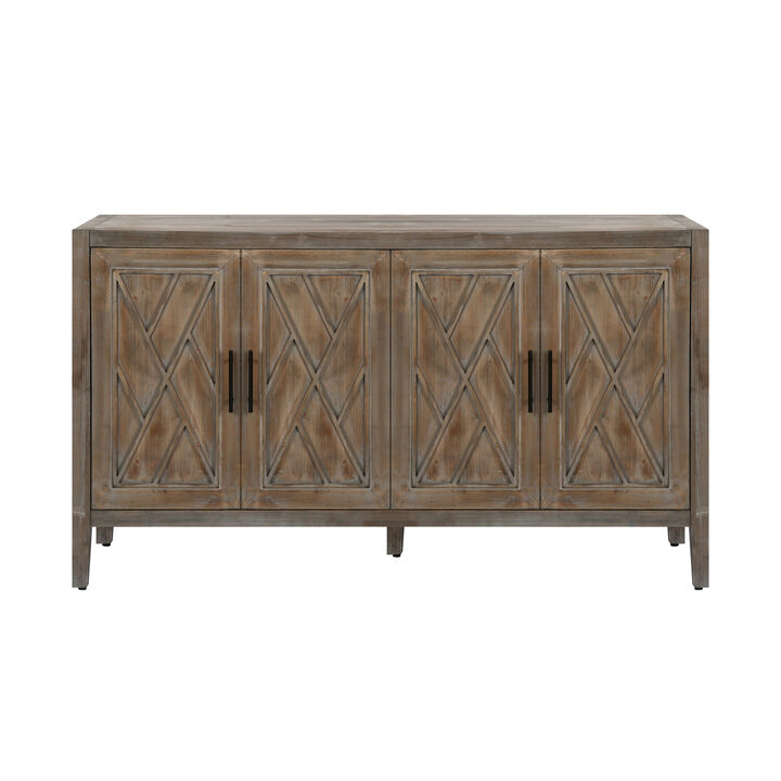 4-Door Fir Wood Storage Cabinet