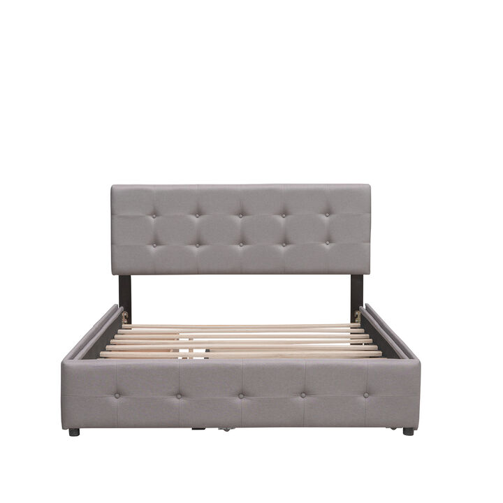 Merax Upholstered Platform Bed with 2 Drawers and 1 Twin XL Trundle