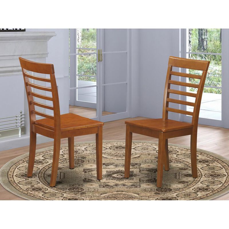 Milan kitchen chair with Wood Seat - Saddle Brown Finish, Set of 2