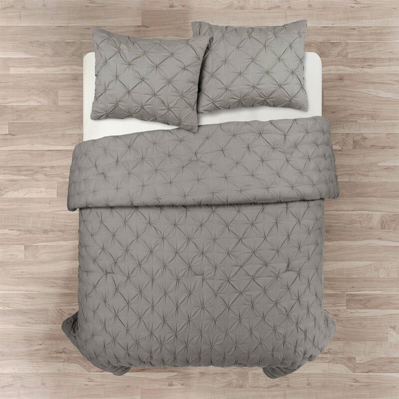Soft Cotton Comforter Set &ndash; 3-Piece Pleated Design for a Modern Bedroom
