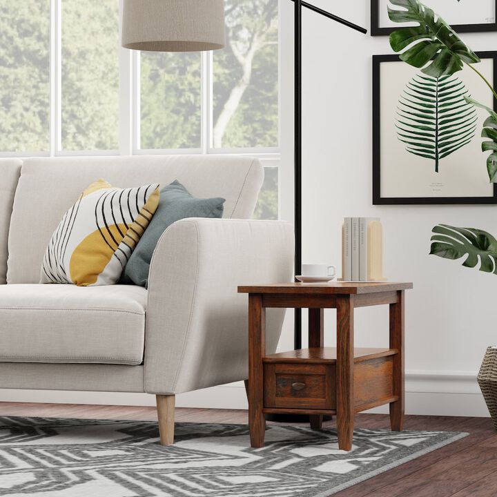 Simpli Home Warm Shaker Solid Wood Narrow Side Table In Distressed Charcoal Brown