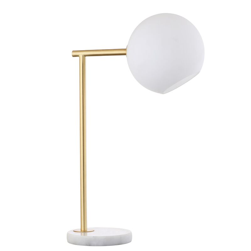 Charles 20.5" Metal/Marble LED Table Lamp, Gold/White