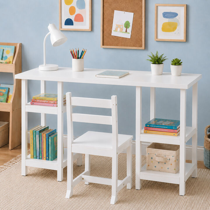 Fantasy Fields Play Desk with Shelves and Chair, White
