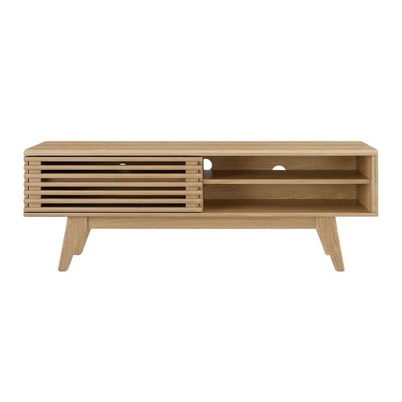 Wooden Brown TV Stand with 48-Inch Width and Sleek Design image number 1