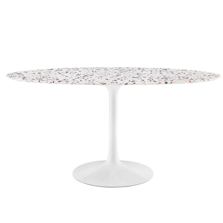 Modway - Lippa 60" Oval Terrazzo Dining Table White White