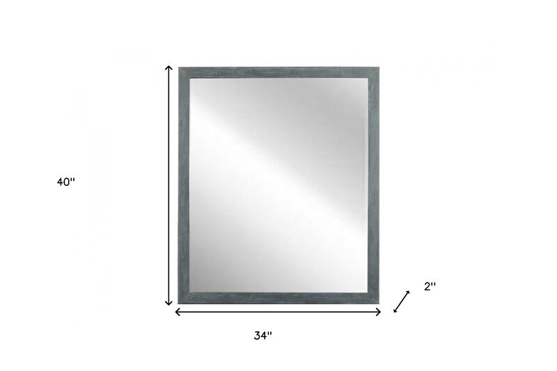 HomeRoots 40" Dark Gray Solid Wood Framed Accent Mirror image number 4