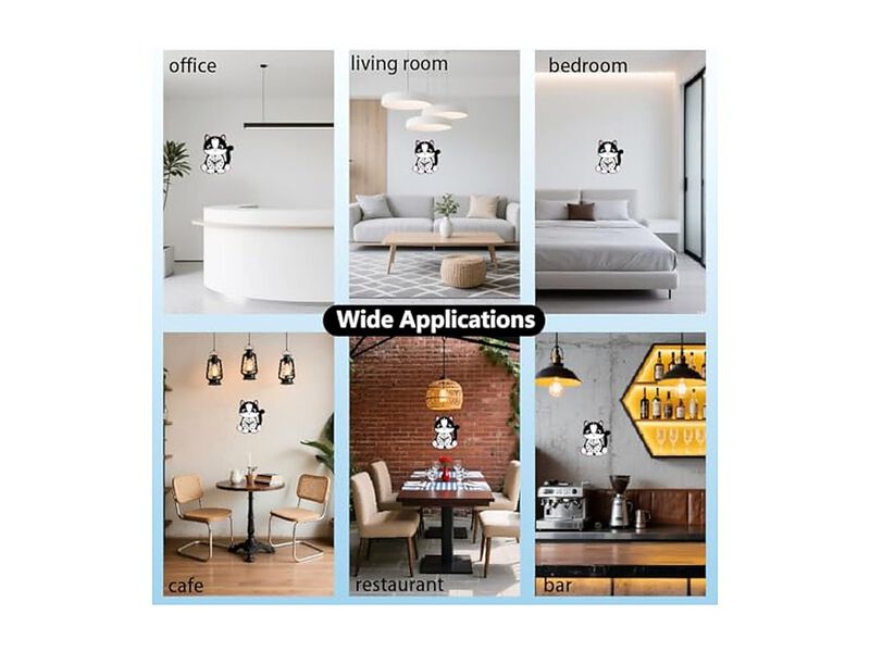 Cat Cartoon Irregular Shape Flat Wall Clock 98 Inch Silent Non Ticking image number 2