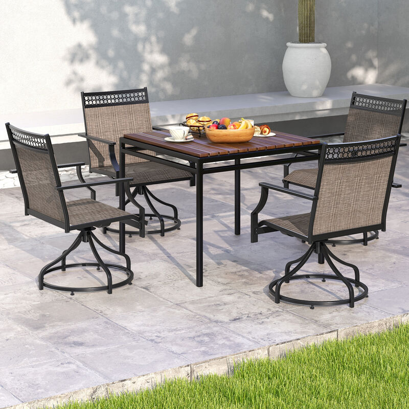 Patio Swivel Dining Chairs Set of 2 with Heavy-duty Metal Frame and Armrests image number 5