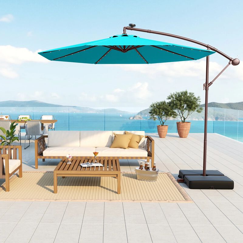 10 Ft Patio Umbrella Offset Cantilever Umbrella with 40 Solar Powered Lights image number 1