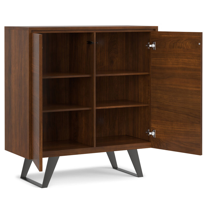 Lowry SOLID WOOD and Metal 39 inch Wide Modern Industrial Medium Storage Cabinet in Walnut Veneer