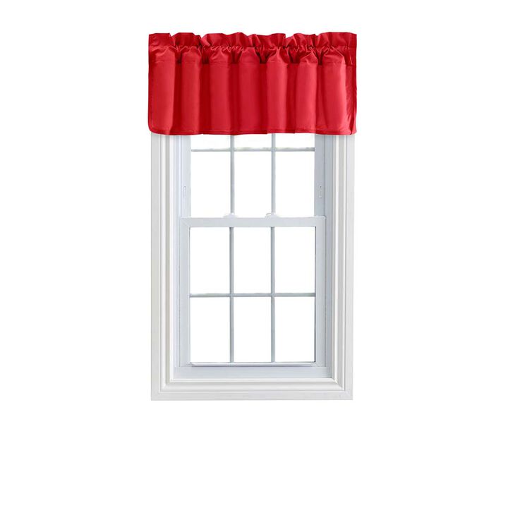 Ellis Stacey 3" Rod Pocket High Quality Fabric Solid Color Window Lined Swag Set Filler Valance 42"x13" Red