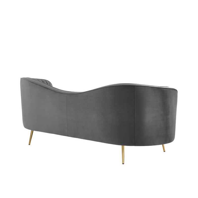 Best Master Furniture Wallace Modern Velvet Loveseat with Gold Legs in Gray