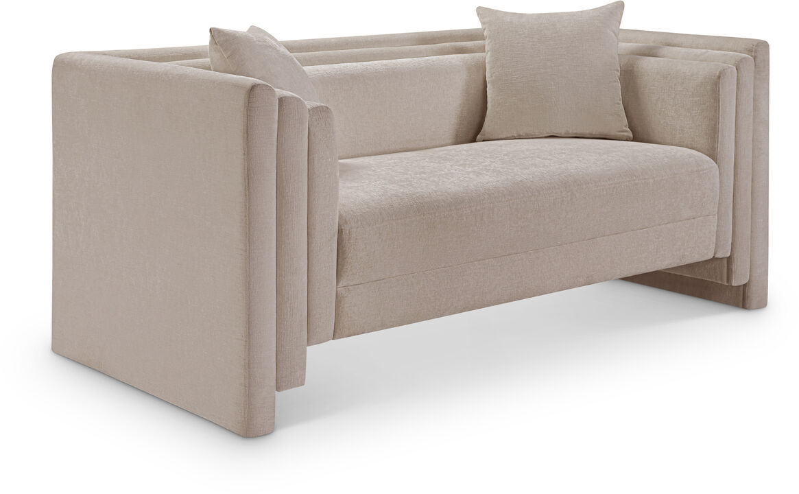 Meridian Furniture Everett Beige Chenille Fabric Loveseat