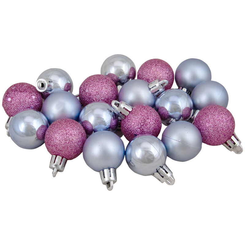 18ct Pink and Lavender Shatterproof 4-Finish Christmas Ball Ornaments 1.25" (30mm)