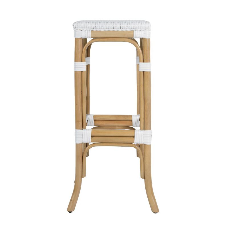 Butler Specialty Laguna 30.5 in. Seat Height Rectangular Rattan Backless Bar Stool White and Navy image number 5