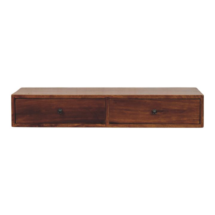 Artisan Furniture Solid Wood Lunar 2 Drawer Chestnut Wall Mounted Console