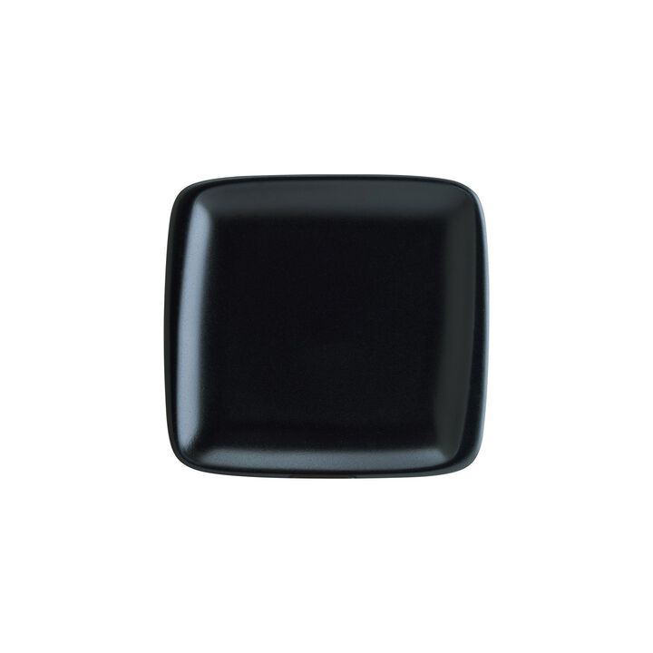 Notte 10.5" x 10" Square Black Porcelain Plate