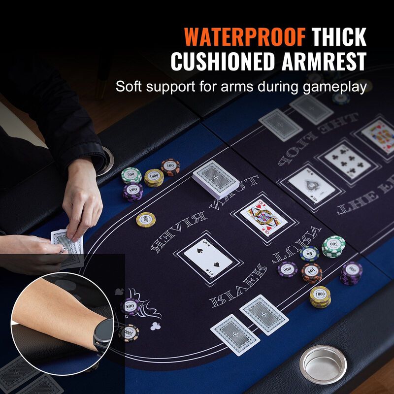 10-Player Foldable Poker Table with Padded Rails and Cup Holders for Card Games image number 5