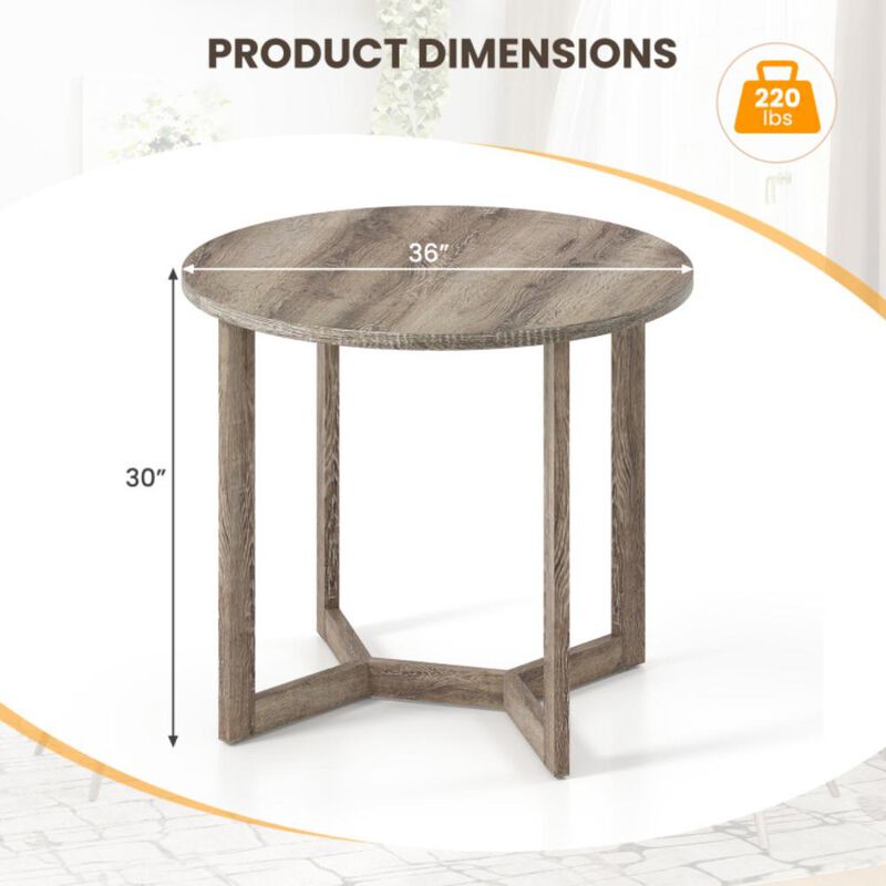 Hivvago Round Wood Dining Table for 2-4 People with Wing-shaped Pedestal Base