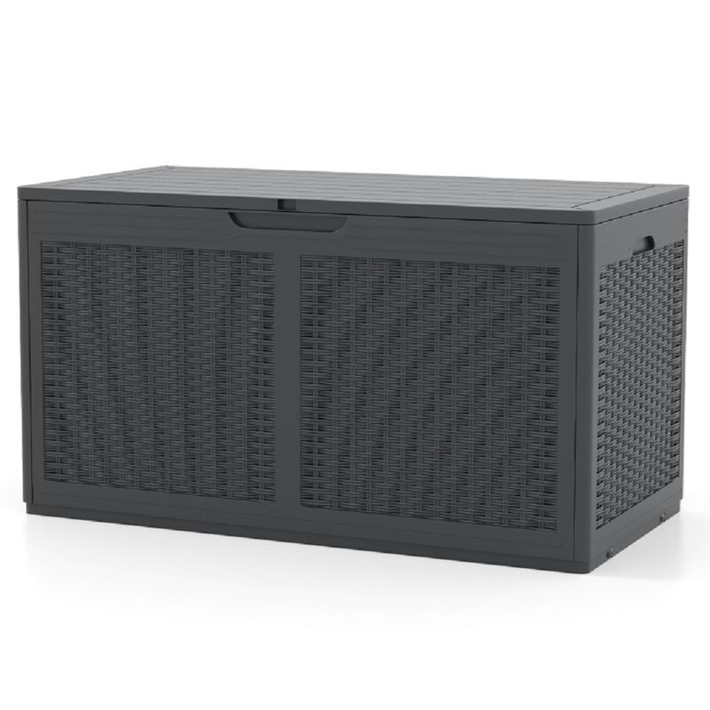 Weatherproof 100 Gal. Resin Deck Box &ndash; Outdoor Storage Box with Lid & Lock Option