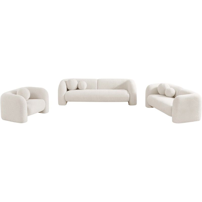 Meridian Furniture Emory Cream Boucle Fabric Sofa