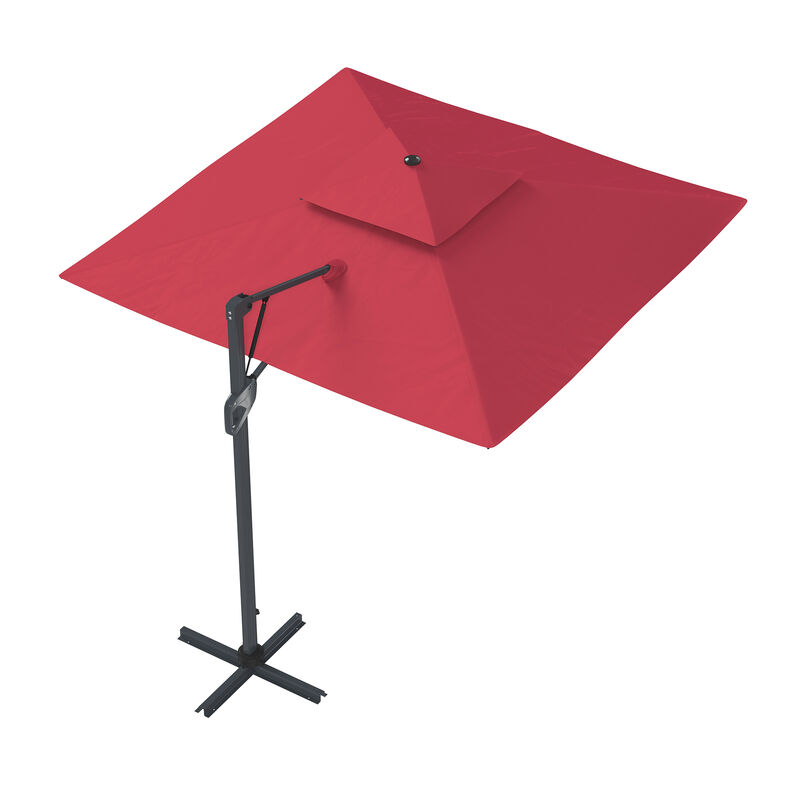 MONDAWE 10ft Square Solar LED Offset Cantilever Outdoor Patio Umbrella with Built-in Bluetooth Speaker