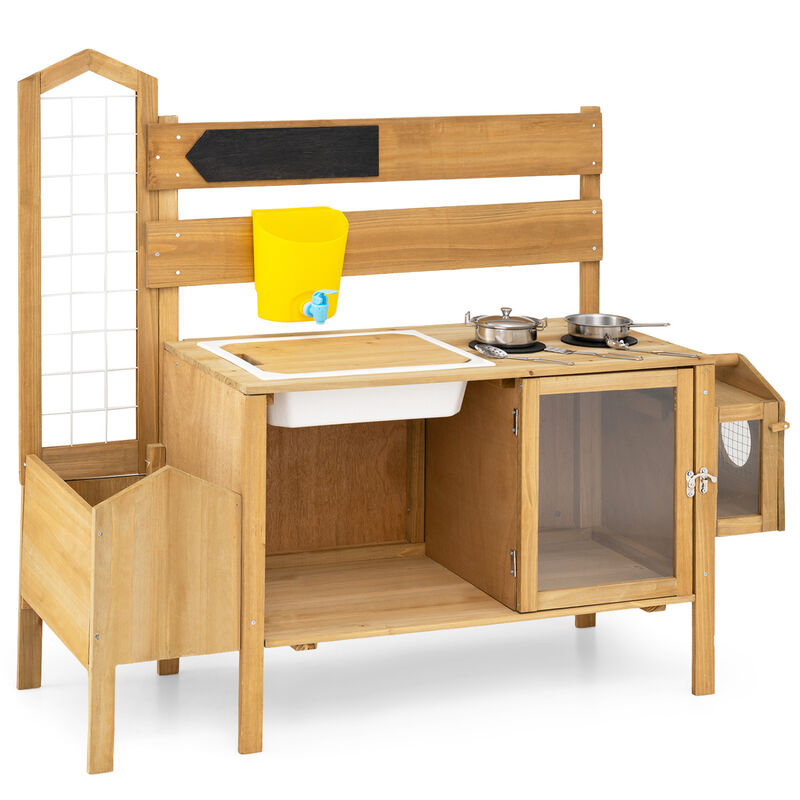 Outdoor Mud Kitchen for Kids with Bird Cage and Cooking Stove image number 0