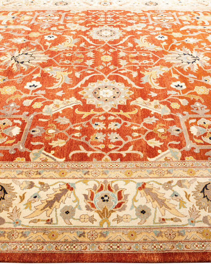 Eclectic, One-of-a-Kind Hand-Knotted Area Rug  - Orange, 9' 2" x 11' 10"