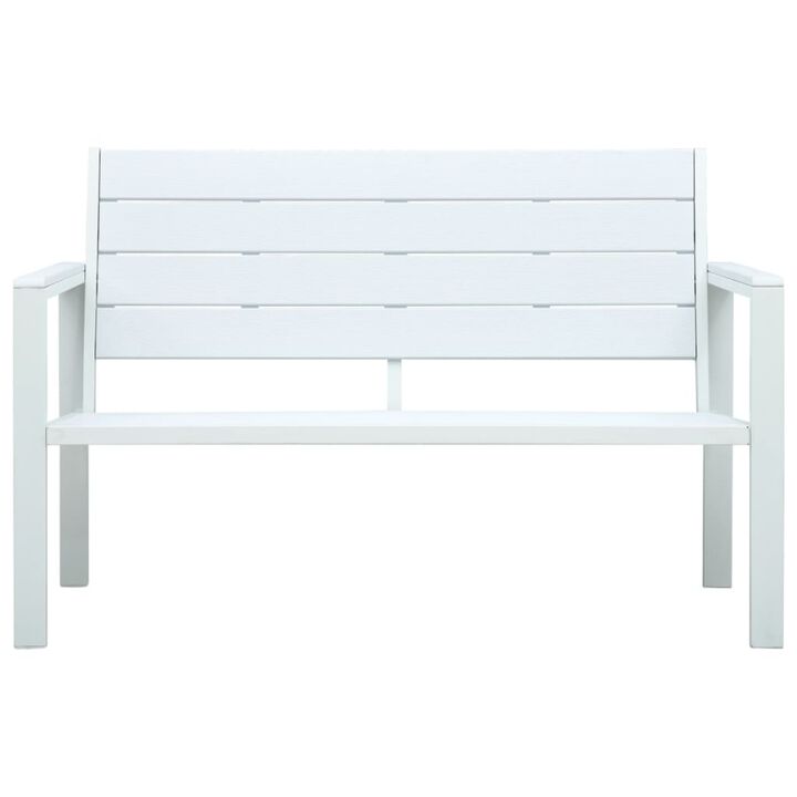 vidaXL Garden Bench 47.2" HDPE White Wood Look