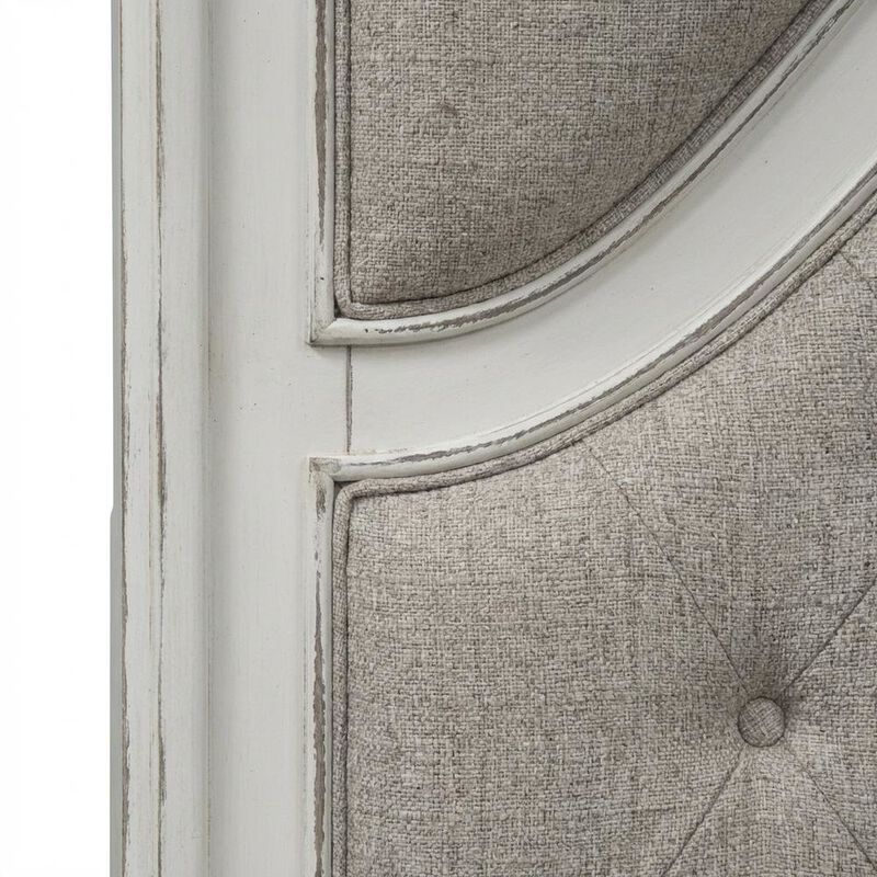 Liberty Furniture Antique White & Weathered Bark Upholstered Panel Headboard Solid Wood image number 4