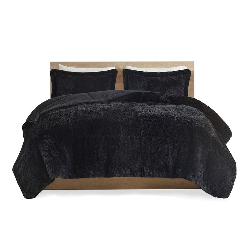 Gracie Mills Susie Contemporary Shaggy Long Fur Comforter Set