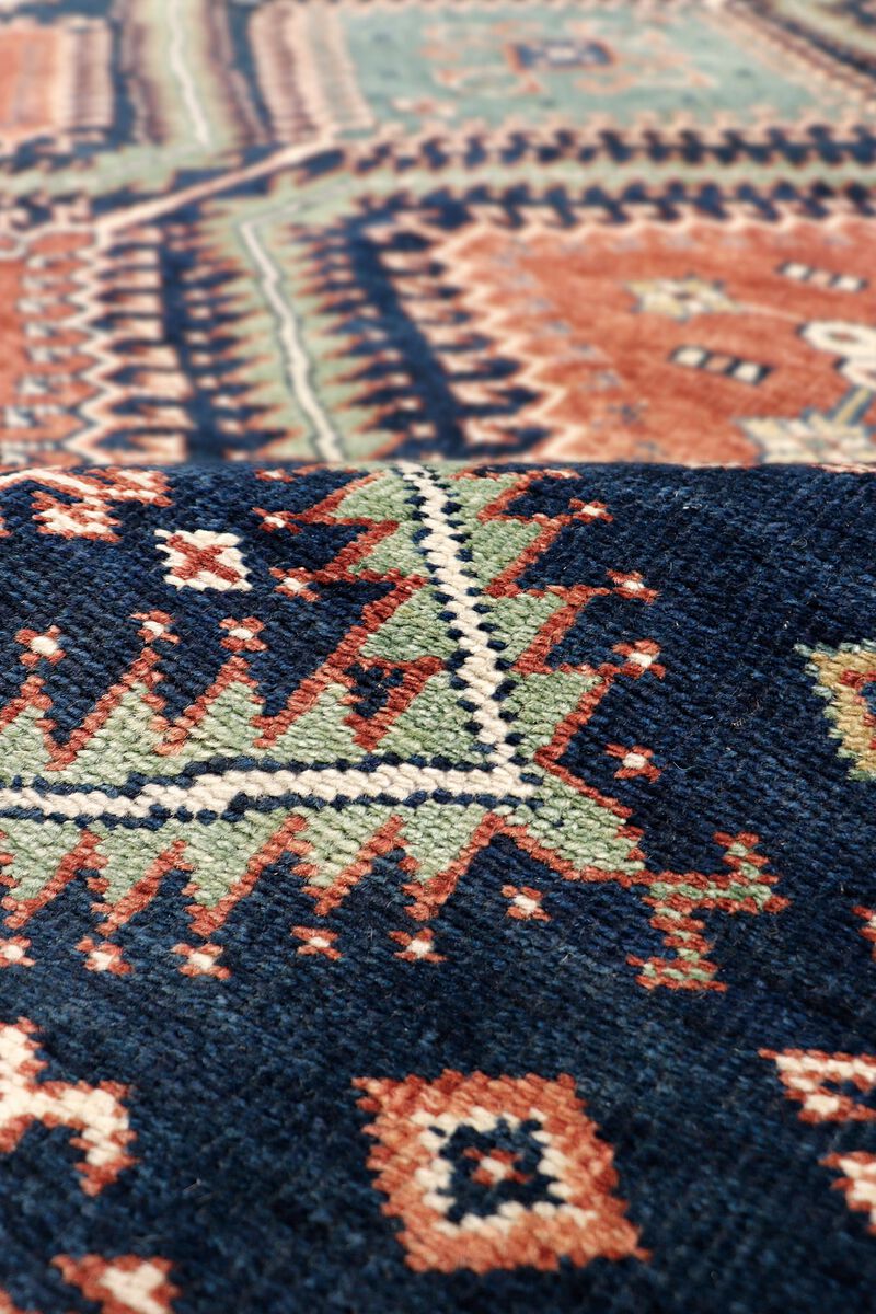Pasargad Home Kazak Hand-Knotted Navy Wool Area Rug- 6' 8'' X 10' 3'' image number 3