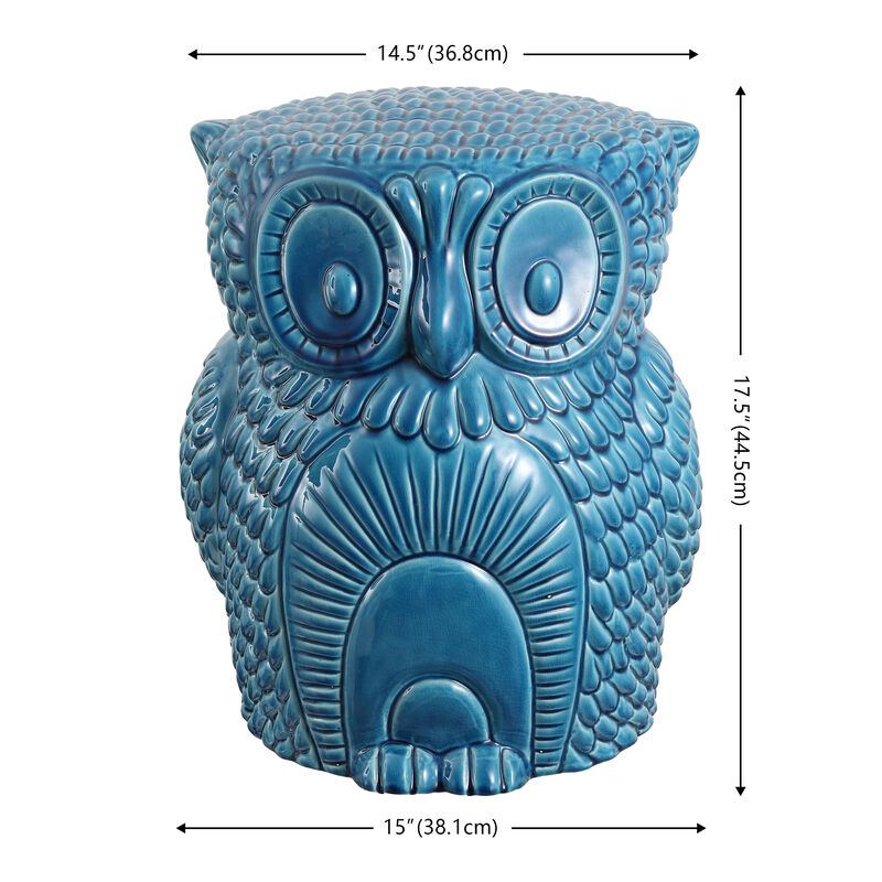 Millie 17.5" Classic Vintage Ceramic Indoor/Outdoor Owl Garden Stool