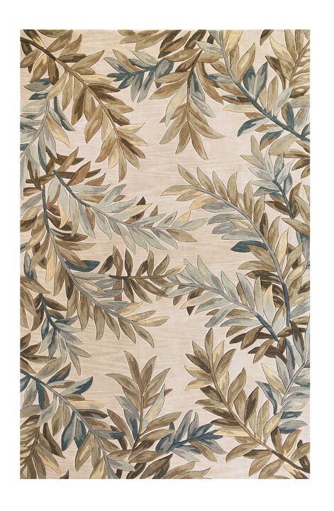 HomeRoots Wool Botanical Leaves Hand Tufted Area Rug