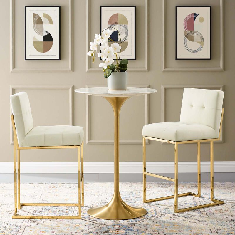 Privy Gold Stainless Steel Performance Velvet Bar Stool Set of 2 image number 1